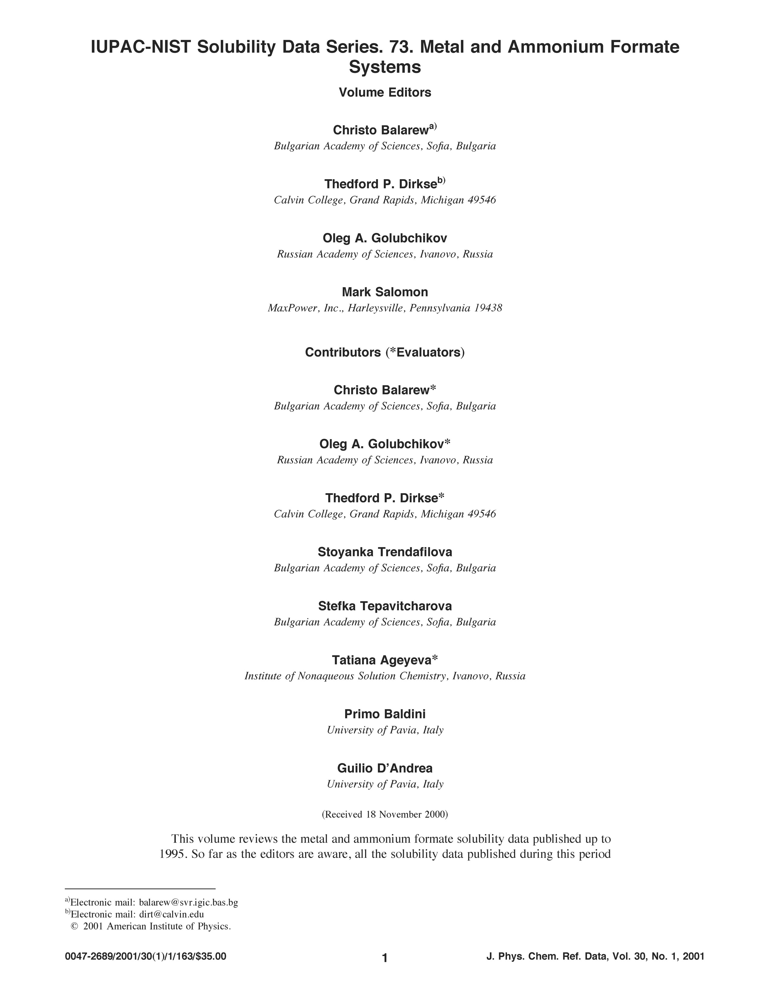 volume cover page